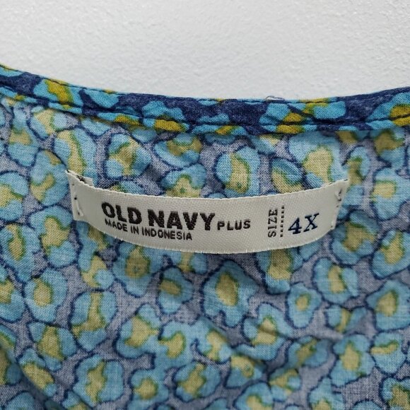 Old Navy Womens Sleeveless Blue Yellow Tank Top Plus Size 4X Scoop Neck Casual - Picture 7 of 11